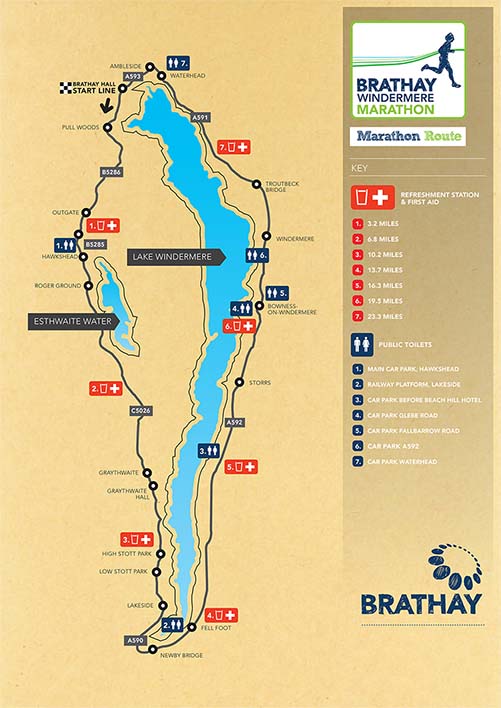 Brathay Windermere marathon route map